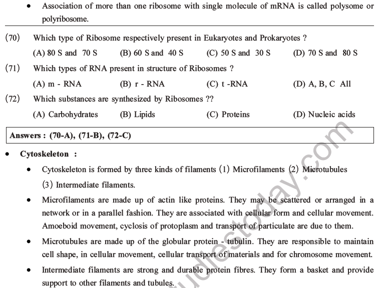 NEET Biology Cell Structure And Function MCQs Set B, Multiple Choice ...